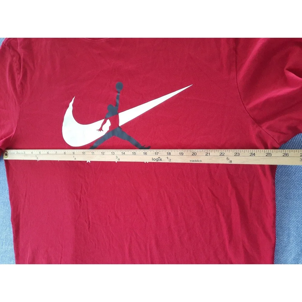 Jordan Air Mens XXL Red Graphic T-Shirt Nike Swoosh Jumpman Short Sleeve Cotton